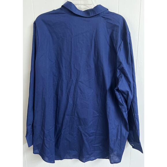 Woman‎ Within Shirt Womens 1X Button Up Blouse Top Long Sleeve Blue - Picture 5 of 6